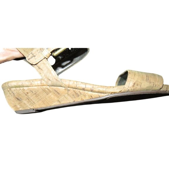 Stuart Weitzman St Barth Walnut Cork Leather Wedge Sandals size 8 MSRP $335 - Picture 6 of 9